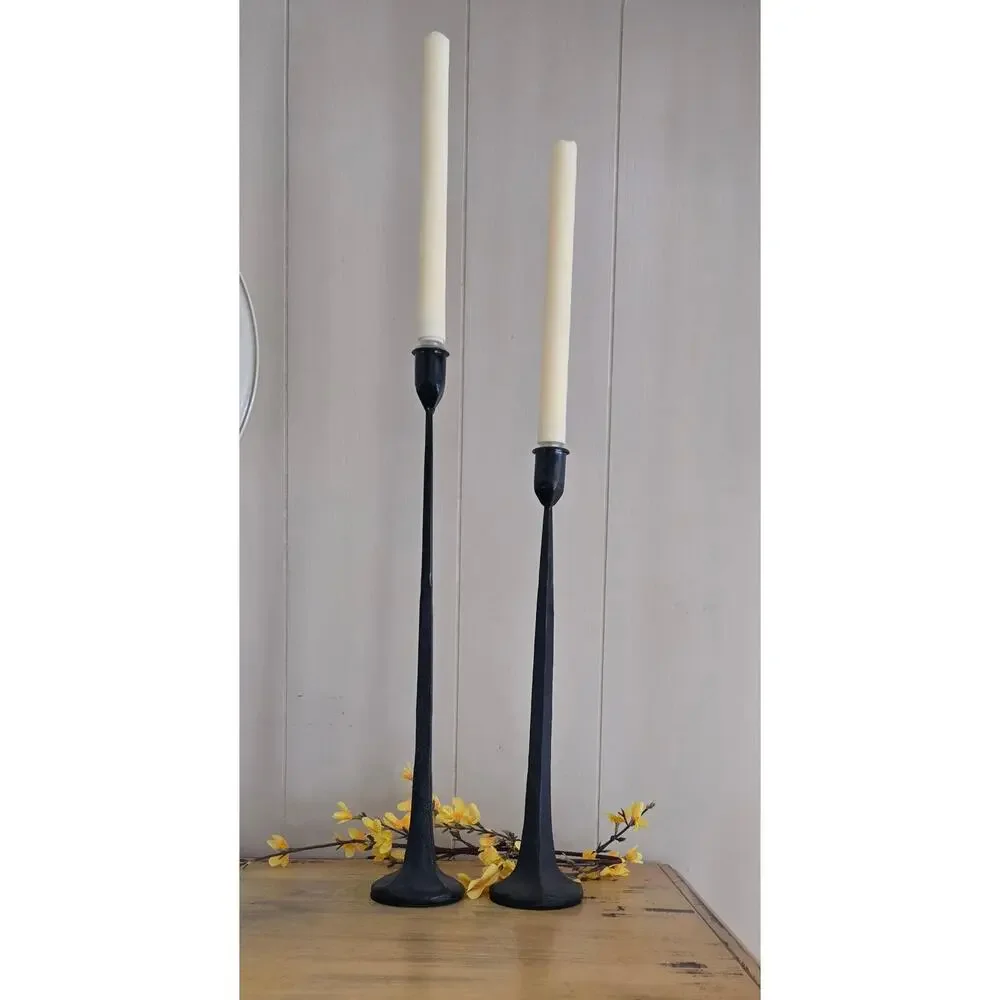Cast Iron Taper Candle Holders Set of Two Great Pre-loved Condition
